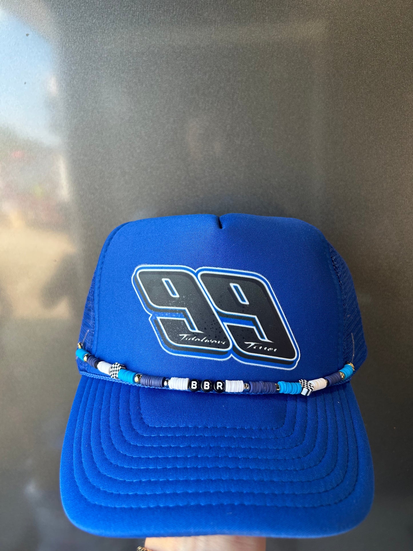 Royal Blue 99 Trucker Hat w/ BBR Beaded Chain